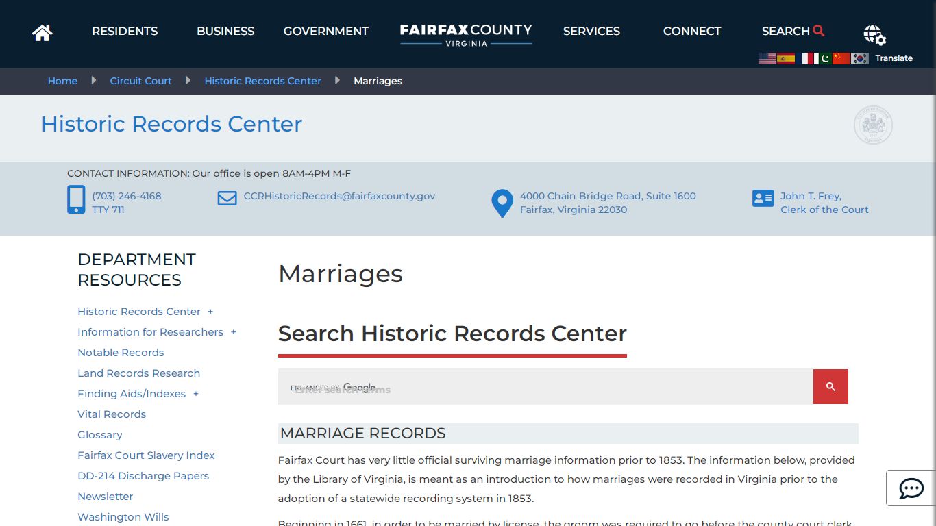 Marriages | Circuit Court - Fairfax County, Virginia